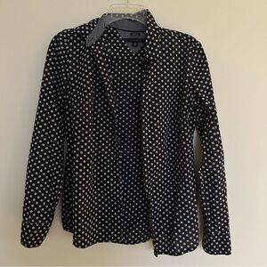 Tommy Hilfiger Size XS Navy and White Dotted Classic Fit Long Sleeve Shirt